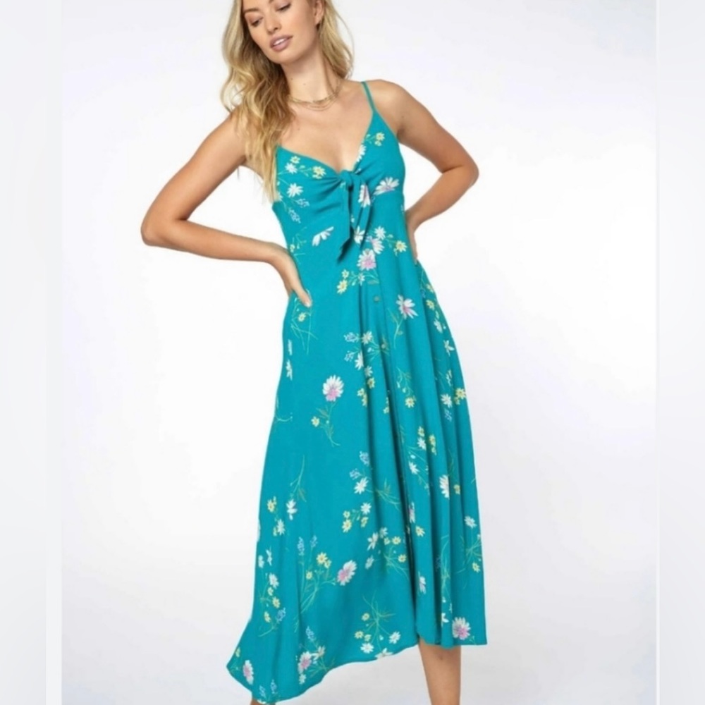 Teal and Floral Maxi Dress